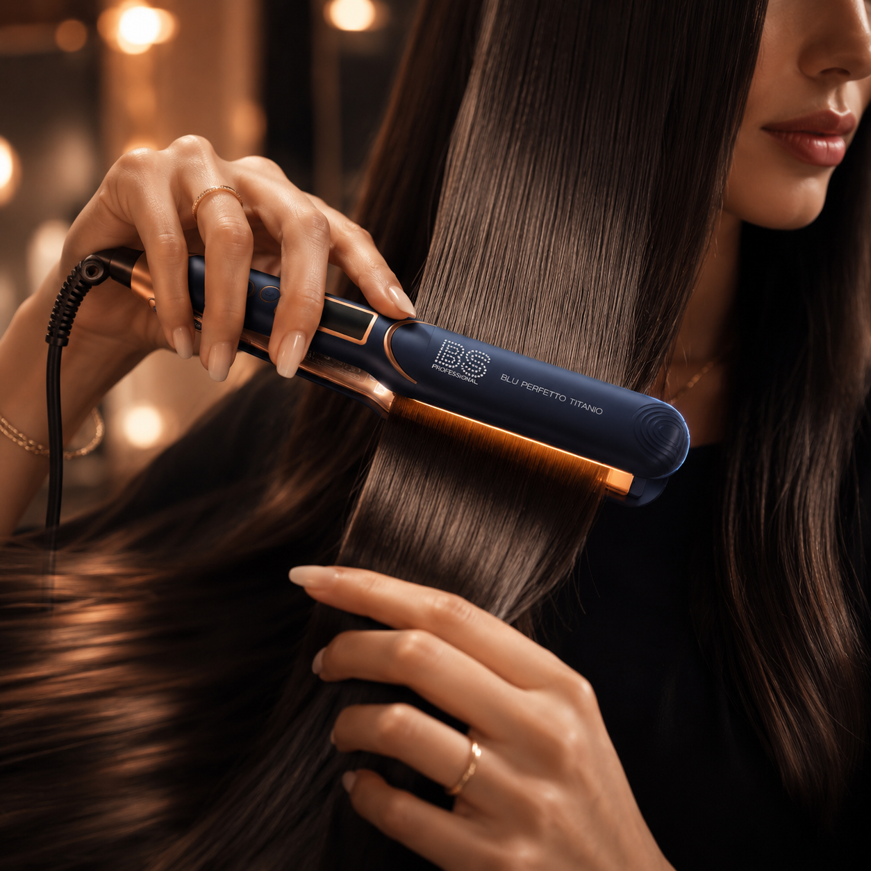 BS Professional Blu Perfectto Titanio — Plancha Profesional 1¾” con Pantalla LCD