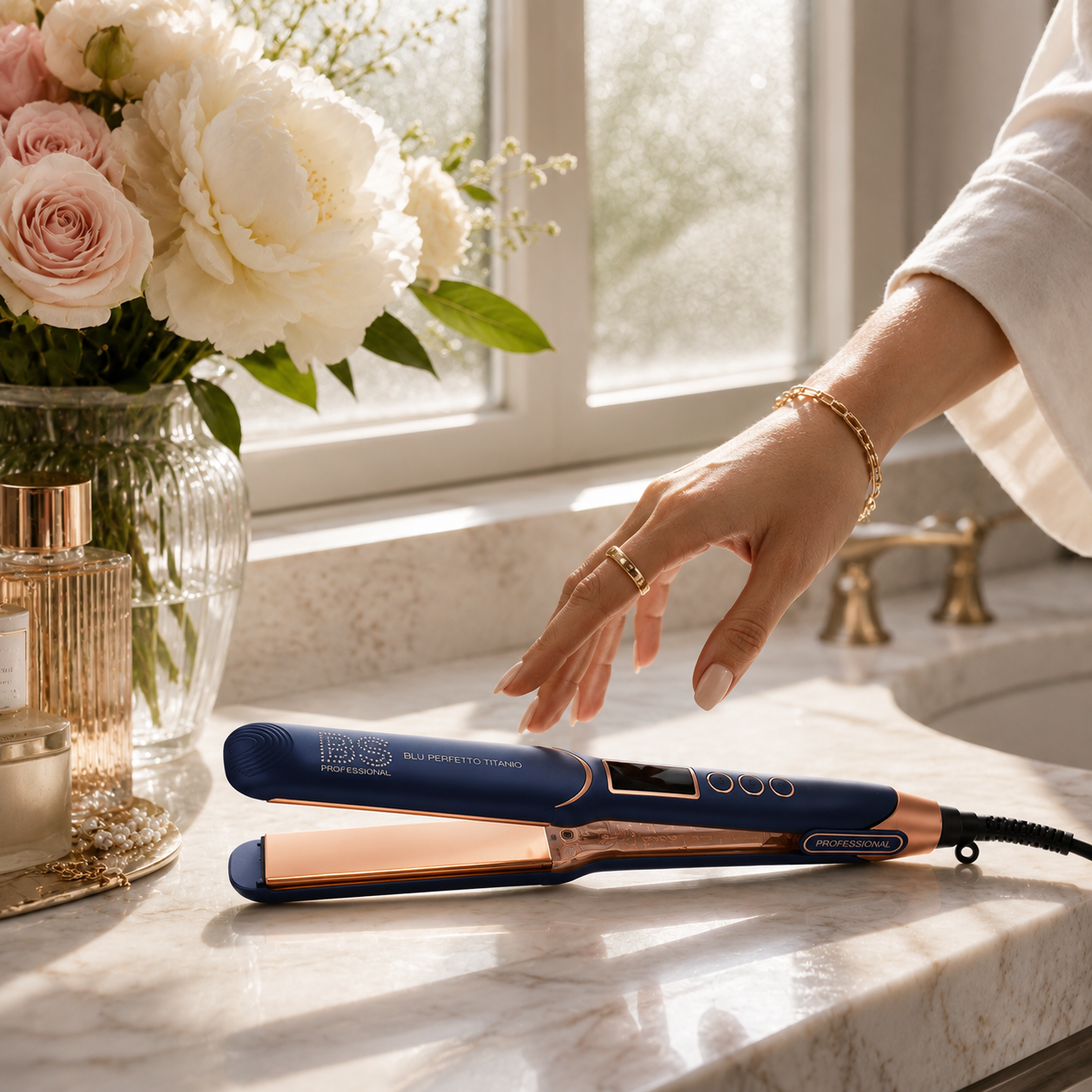 BS Professional Blu Perfectto Titanio — Plancha Profesional 1¾” con Pantalla LCD
